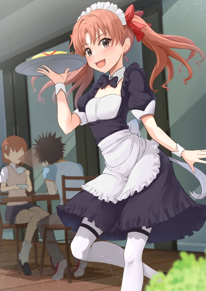 misaka mikoto, shirai kuroko, and kamijou touma (toaru majutsu no index and 1 more) drawn by k3rd