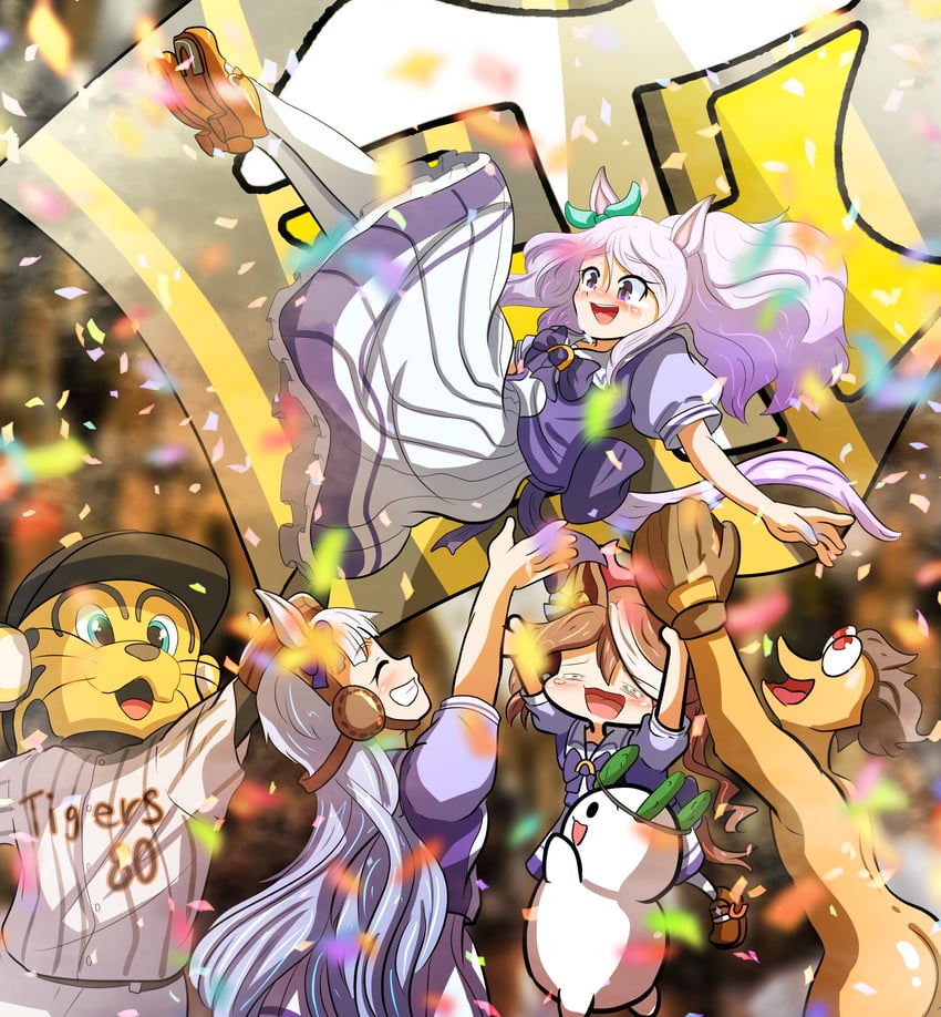 gold ship, mejiro mcqueen, tokai teio, yakiu no oniichan, to lucky, and 1 more (umamusume and 2 more) drawn by segen_(segen311)