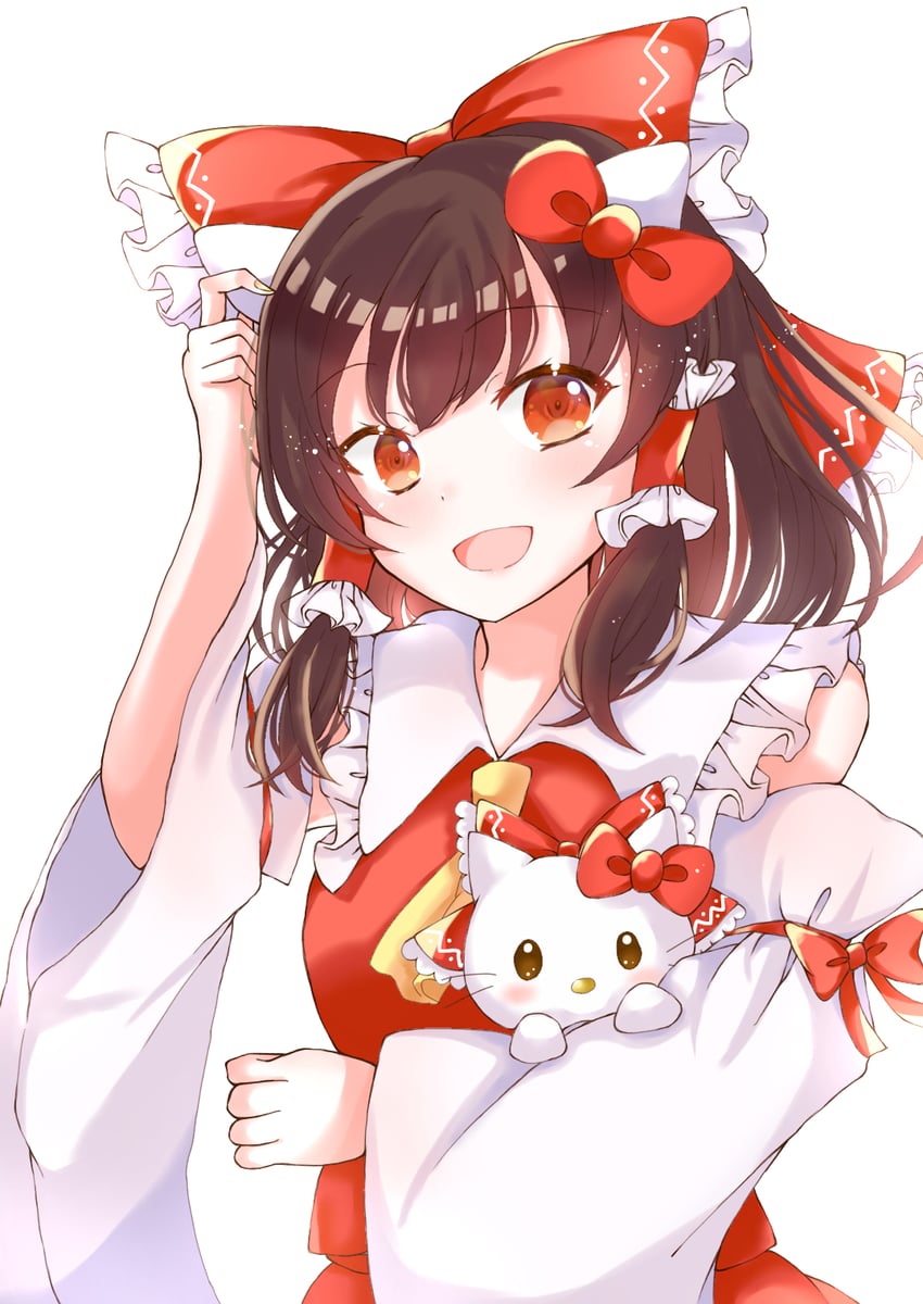 hakurei reimu and hello kitty (touhou and 2 more) drawn by ikeyan0677