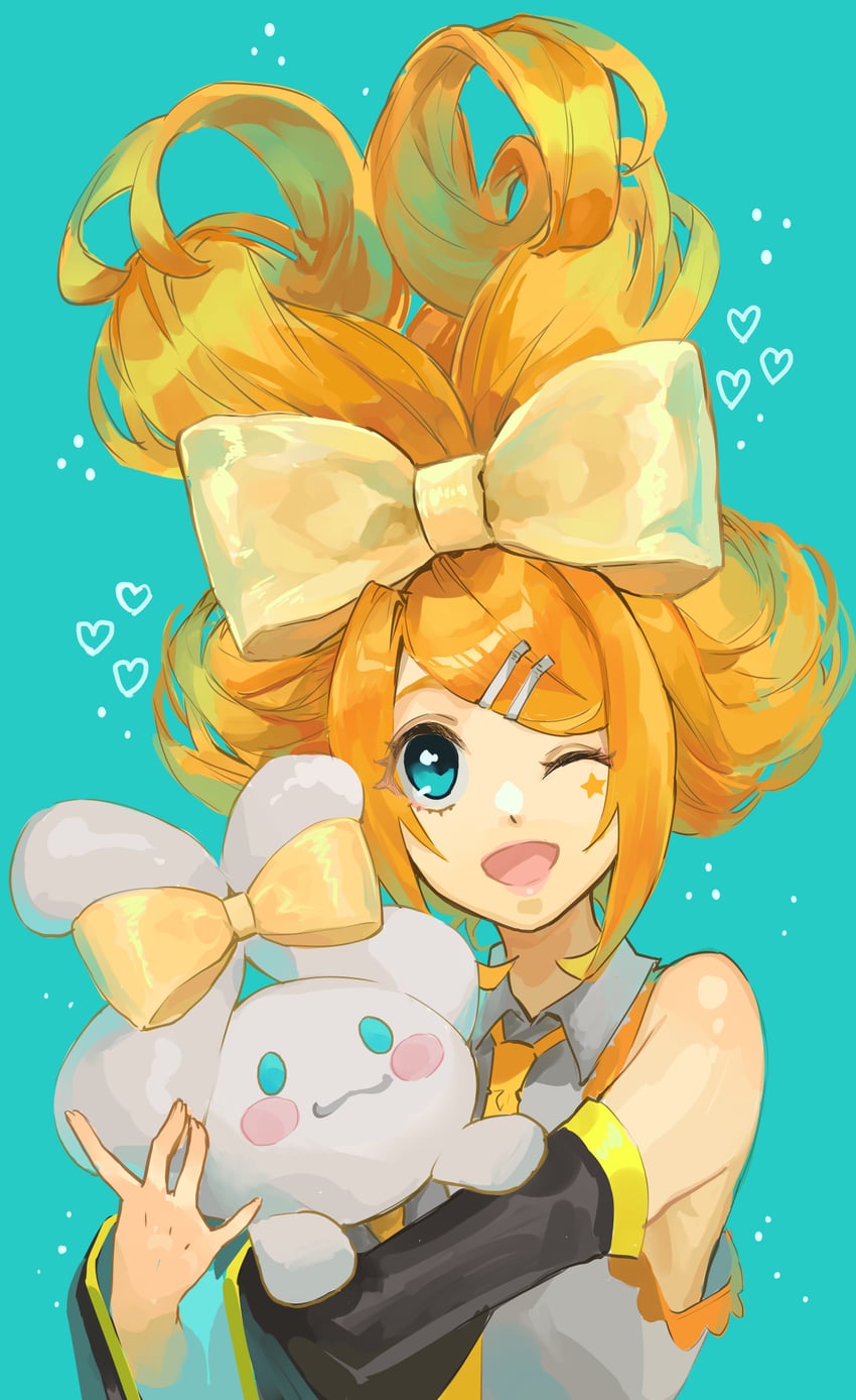 hatsune miku, kagamine rin, and cinnamoroll (vocaloid and 3 more) drawn by himukai_aoi