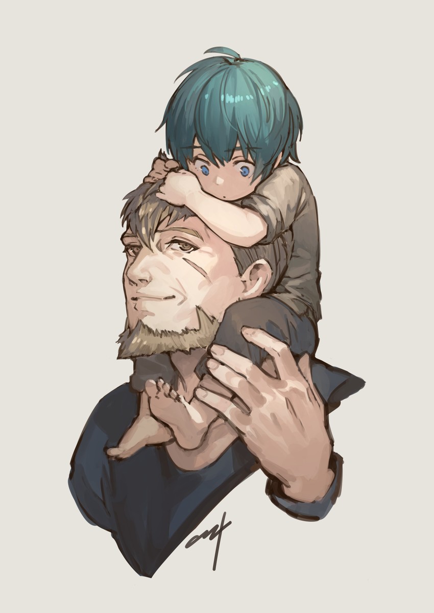 male byleth and jeralt reus eisner (fire emblem and 1 more) drawn by nishiki_areku