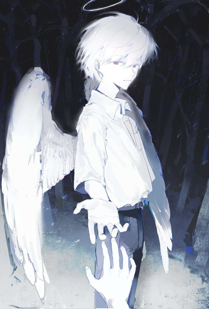 ikari shinji and nagisa kaworu (neon genesis evangelion) drawn by fengguai