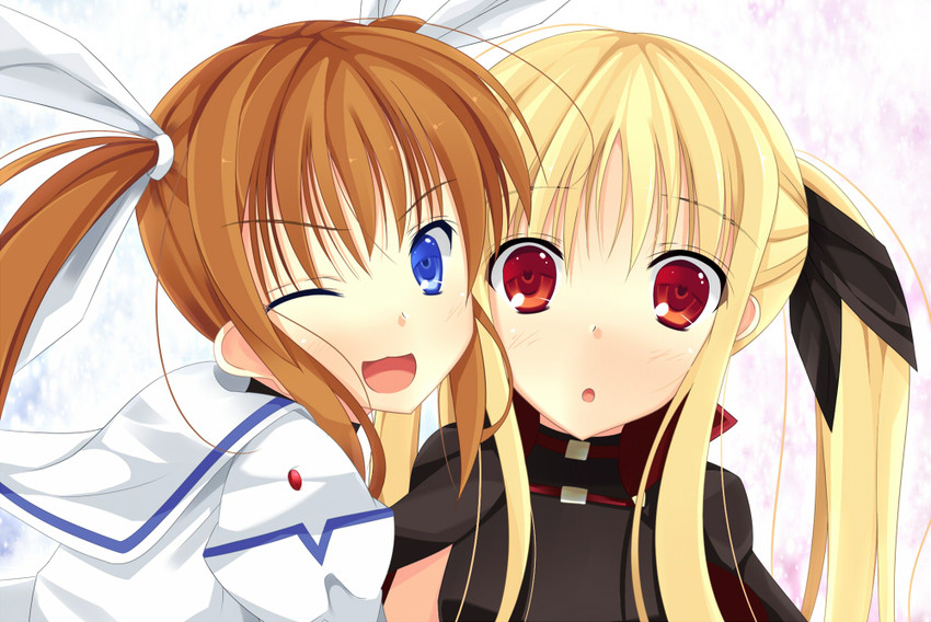 fate testarossa and takamachi nanoha (lyrical nanoha and 2 more) drawn by youkan_(mattya_youkan)