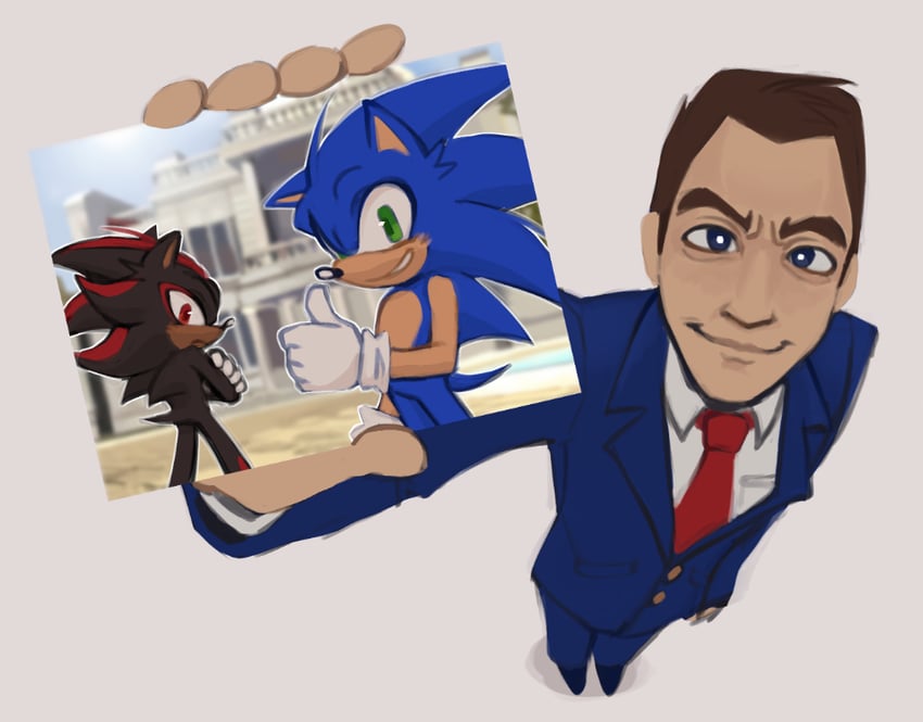 sonic the hedgehog, shadow the hedgehog, and president (sonic and 1 more) drawn by zeezu-ix