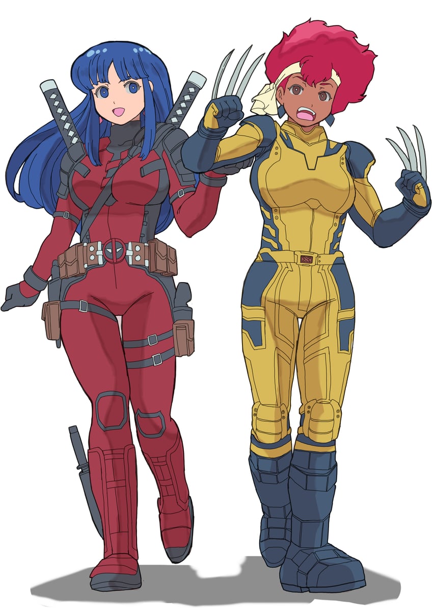 wolverine, deadpool, yuri, and kei (marvel and 6 more) drawn by k_katora