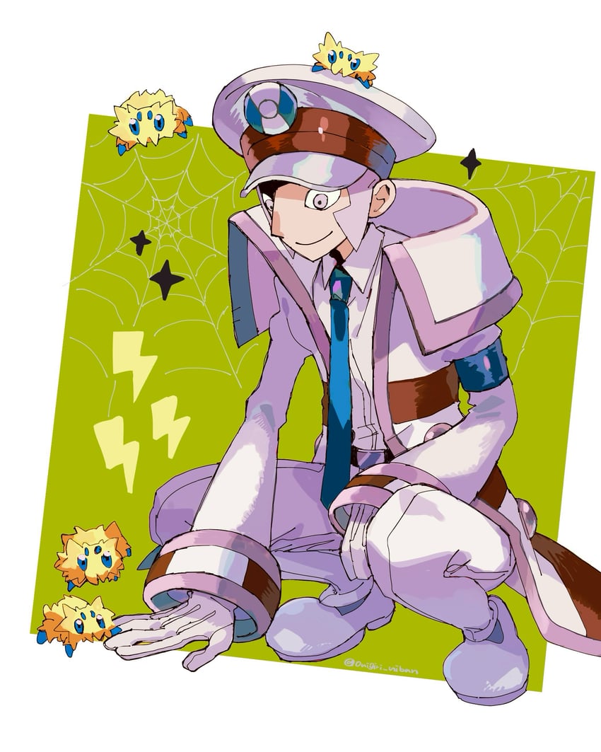 emmet and joltik (pokemon and 1 more) drawn by onigiri_(ahku5522)