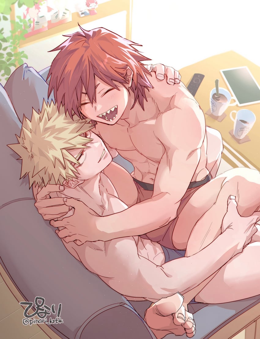 bakugou katsuki and kirishima eijiro (boku no hero academia) drawn by tsukota