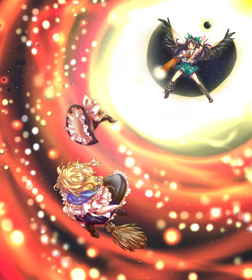 kirisame marisa and reiuji utsuho (touhou and 1 more) drawn by enone