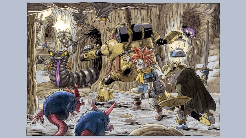 crono, robo, and frog (chrono trigger) drawn by toriyama_akira