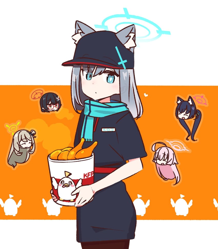 shiroko, hoshino, nonomi, serika, peroro, and 1 more (blue archive and 1 more) drawn by yoru_nai
