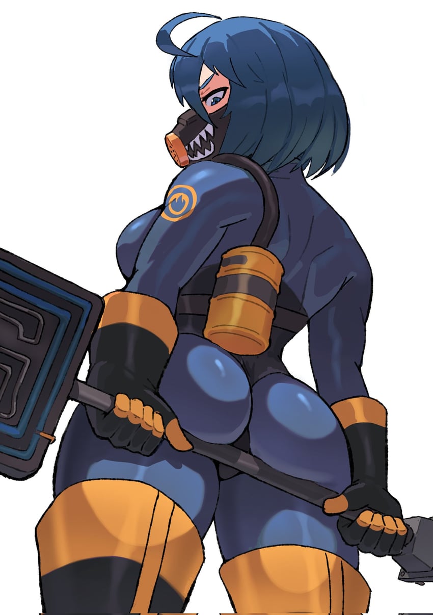 pyro and blu pyro (team fortress 2) drawn by wersman
