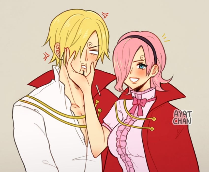 sanji and vinsmoke reiju (one piece) drawn by ayat_chan