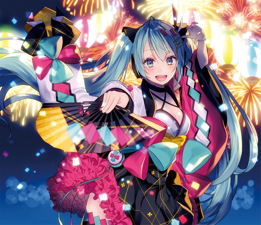 hatsune miku and magical mirai miku (vocaloid and 1 more) drawn by shiomizu_(swat)