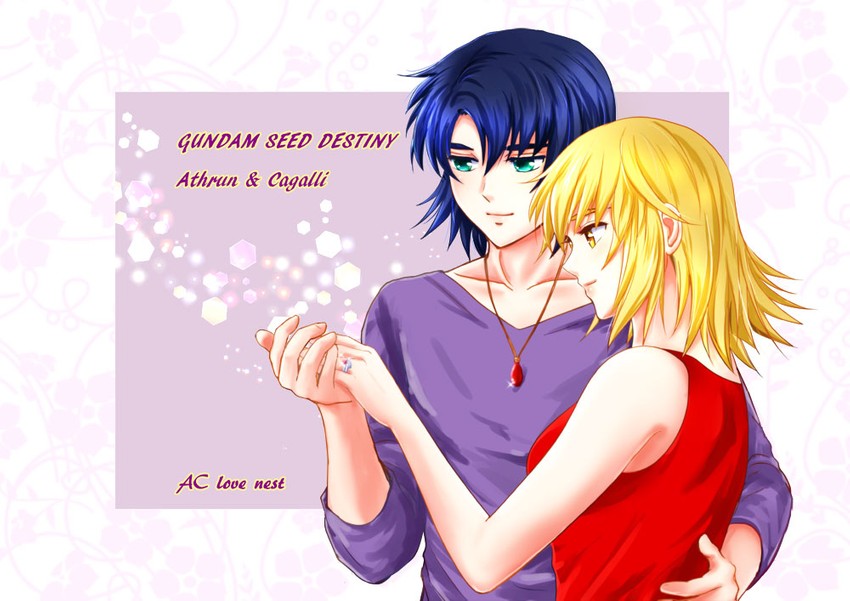 cagalli yula athha and athrun zala (gundam and 2 more) drawn by parubinko