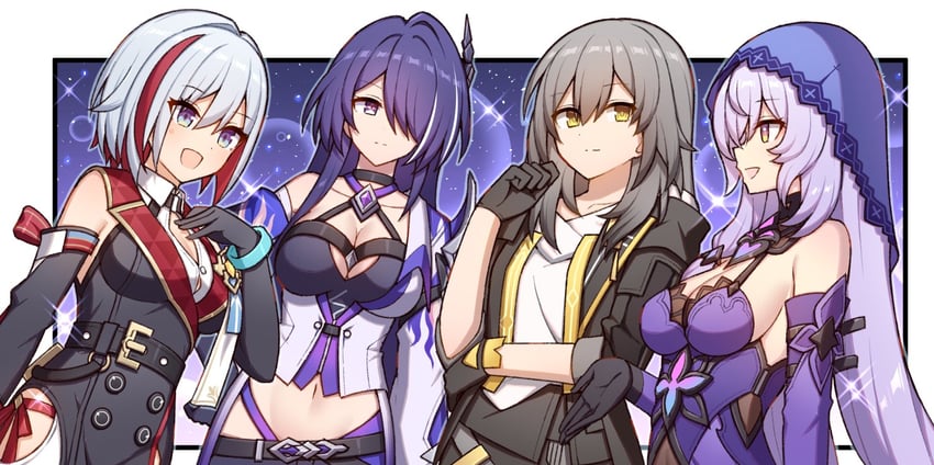 trailblazer, stelle, acheron, black swan, and topaz (honkai and 1 more) drawn by t@ke-g