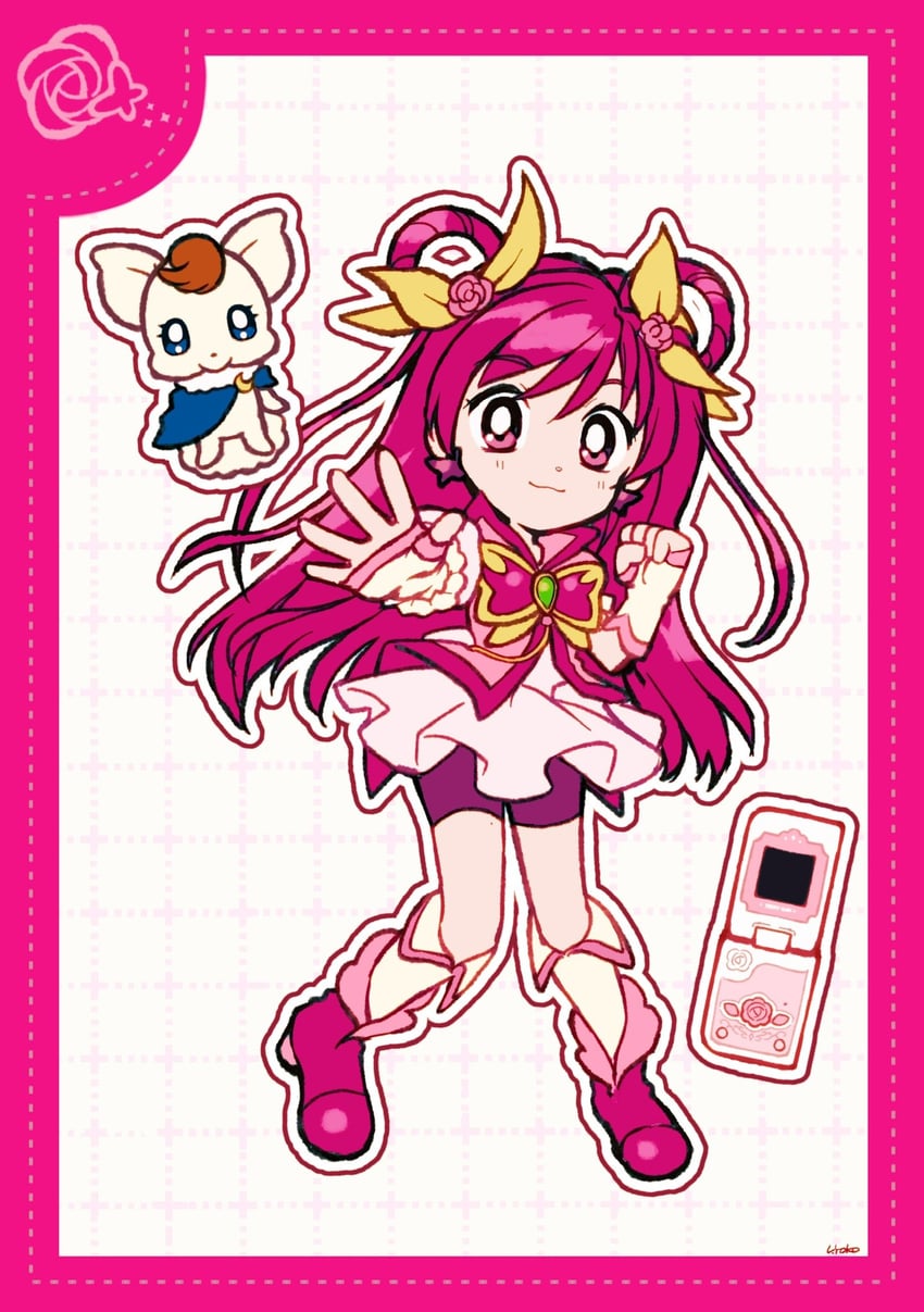 yumehara nozomi, cure dream, and coco (precure and 2 more) drawn by uwded_207
