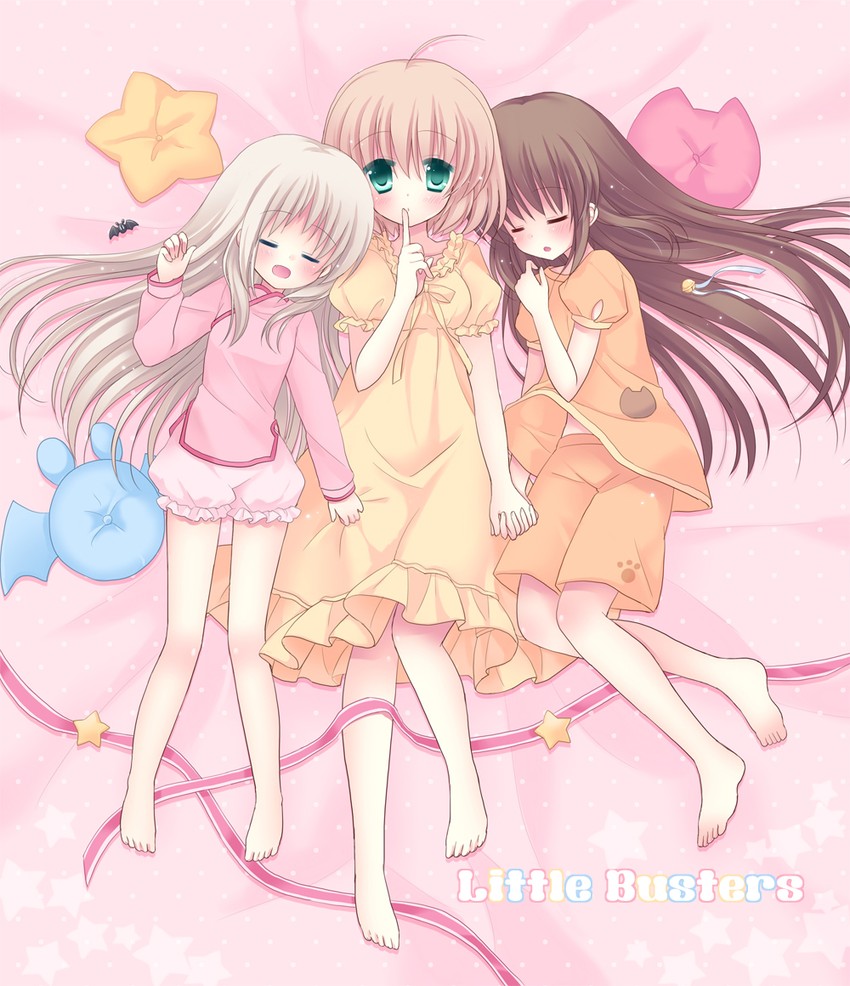 noumi kudryavka, natsume rin, and kamikita komari (little busters!) drawn by hoshimame_mana