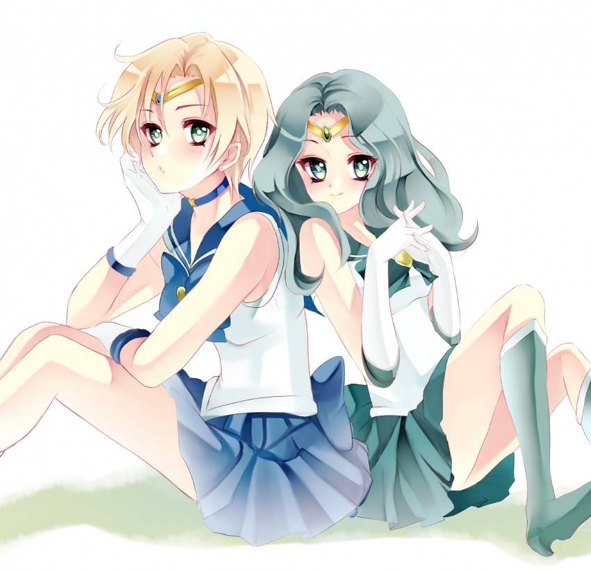 ten'ou haruka, kaiou michiru, sailor uranus, and sailor neptune (bishoujo senshi sailor moon) drawn by kurabayashi