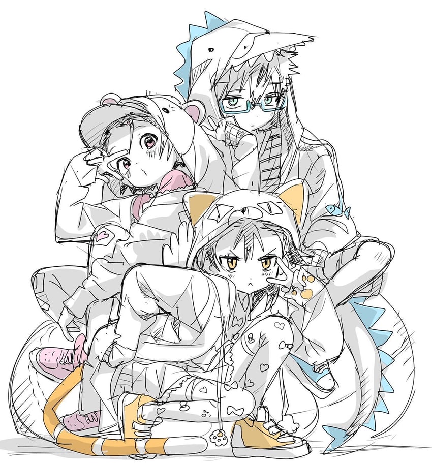 yuitsuka inori, miketa ryouka, and sonidori rioh (medalist) drawn by tsuruma_ikada