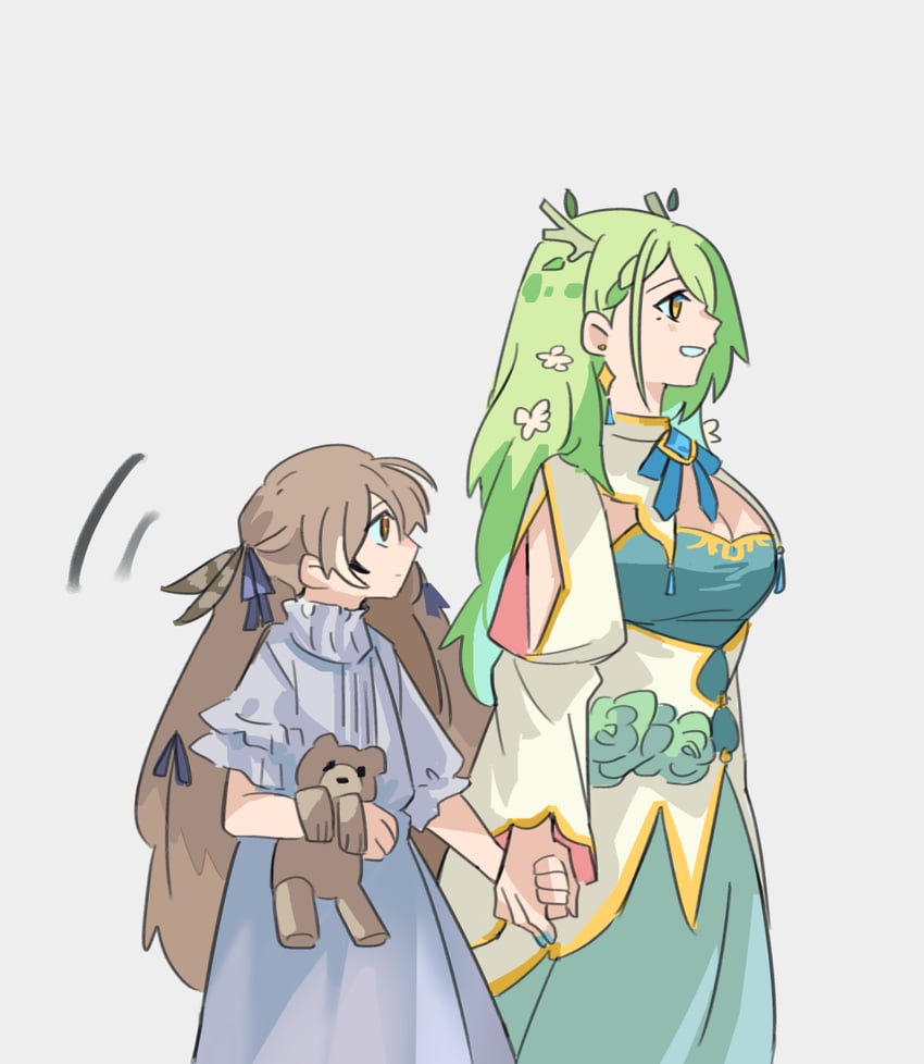 nanashi mumei and ceres fauna (hololive and 2 more) drawn by fongban_illust