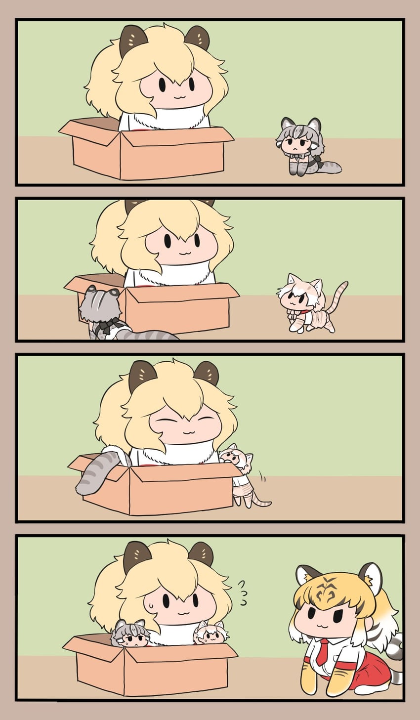 lion, tiger, cat, and tsushima leopard cat (kemono friends and 1 more) drawn by bokoboko_(pandagapanda1)
