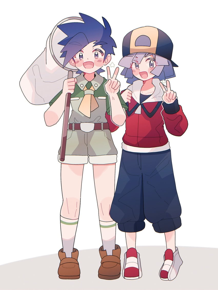 ethan and bugsy (pokemon and 1 more) drawn by kinu_(kinuhoshizora21)