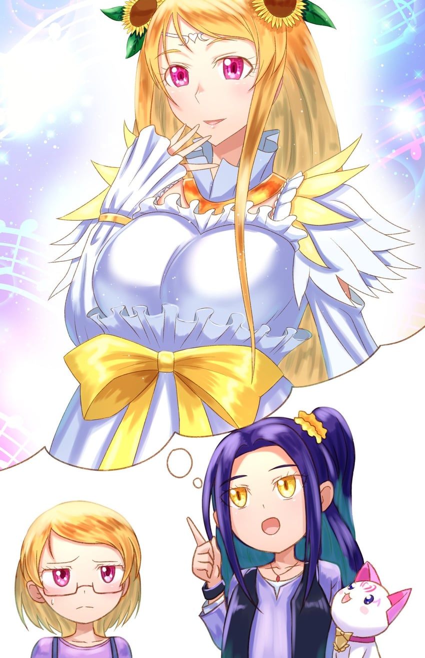kurokawa eren, shirabe ako, hummy, and aphrodite (precure and 1 more) drawn by curecycadura
