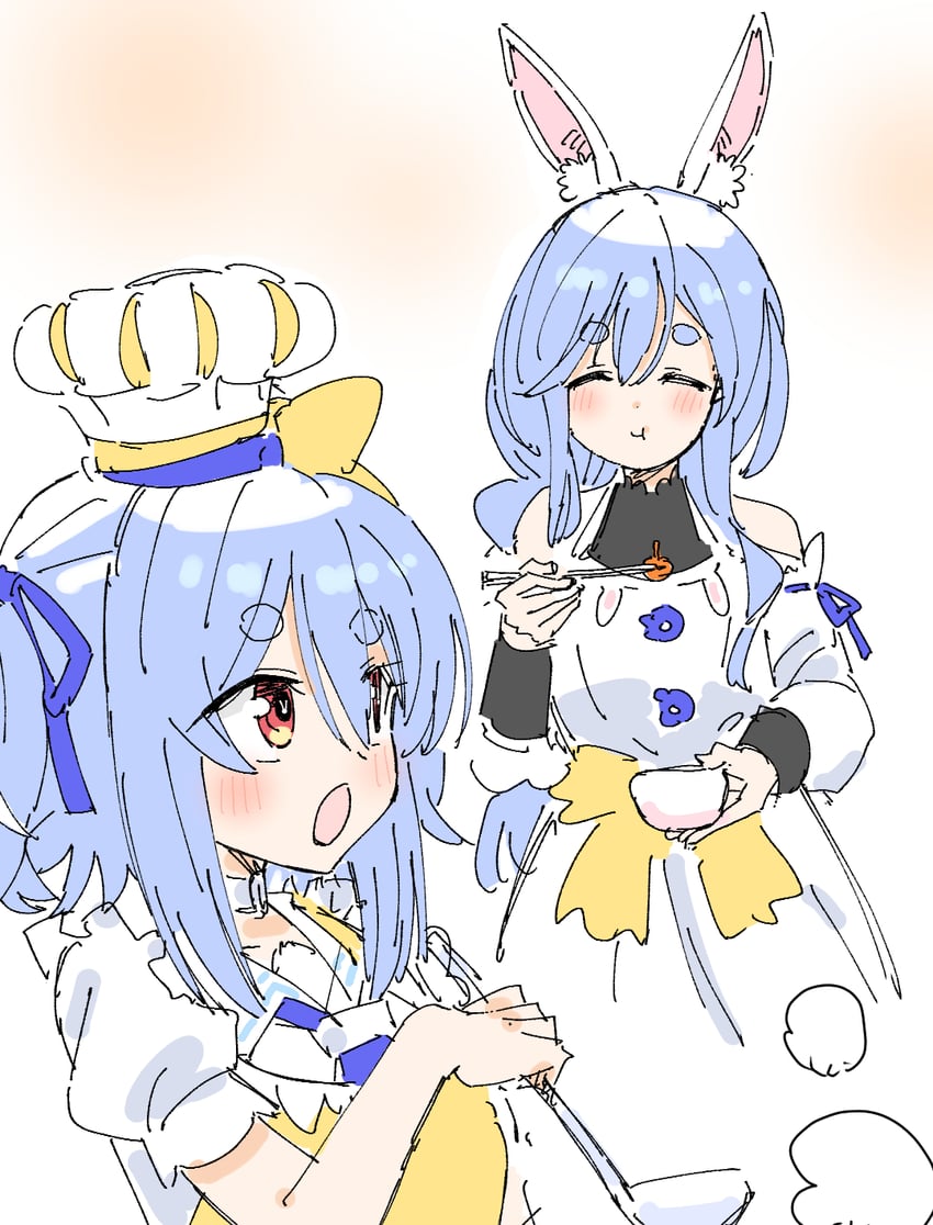 usada pekora and pekomama (hololive) drawn by toriani3