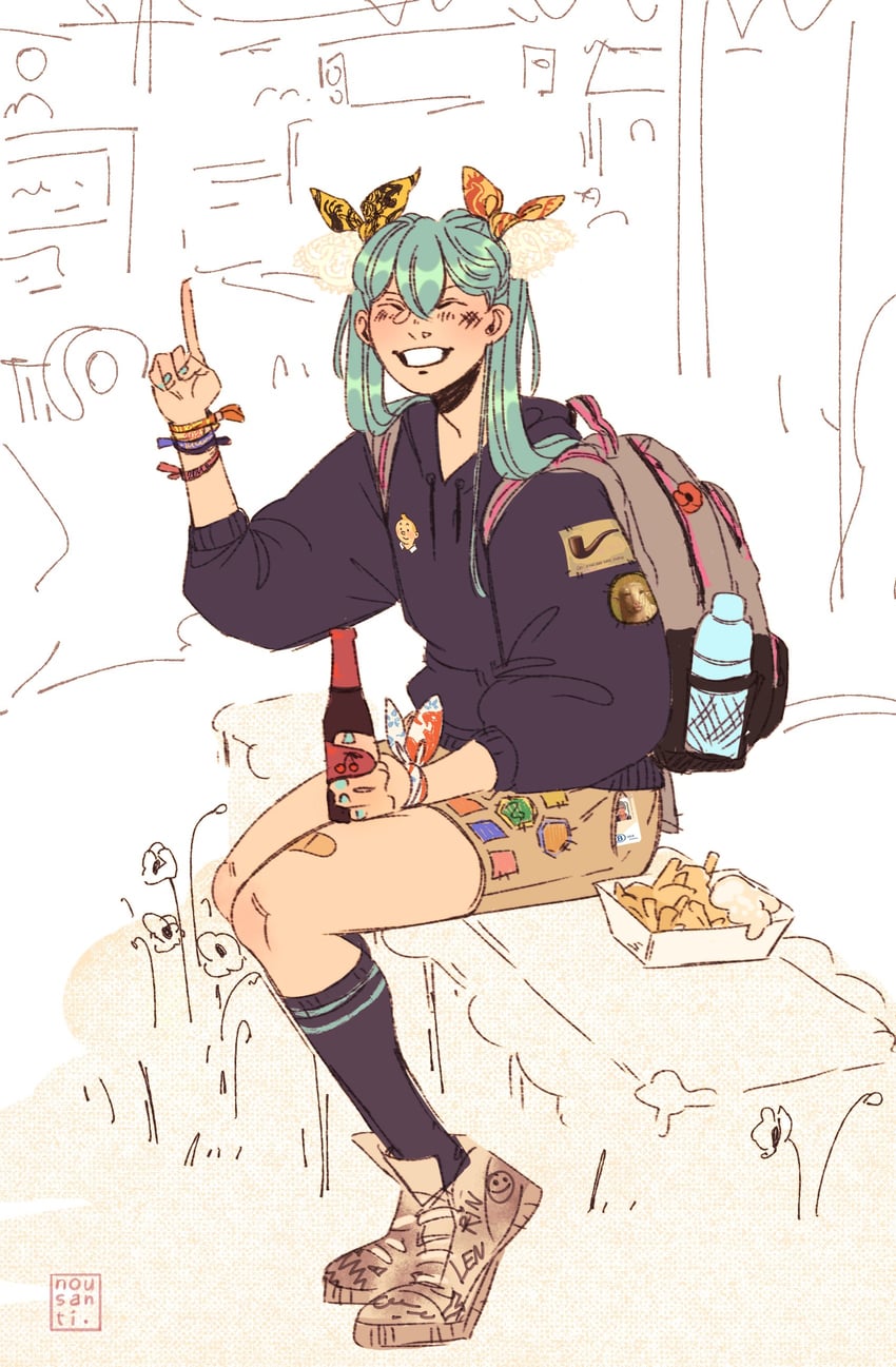 hatsune miku and tintin (vocaloid and 2 more) drawn by luka_(nousanti)