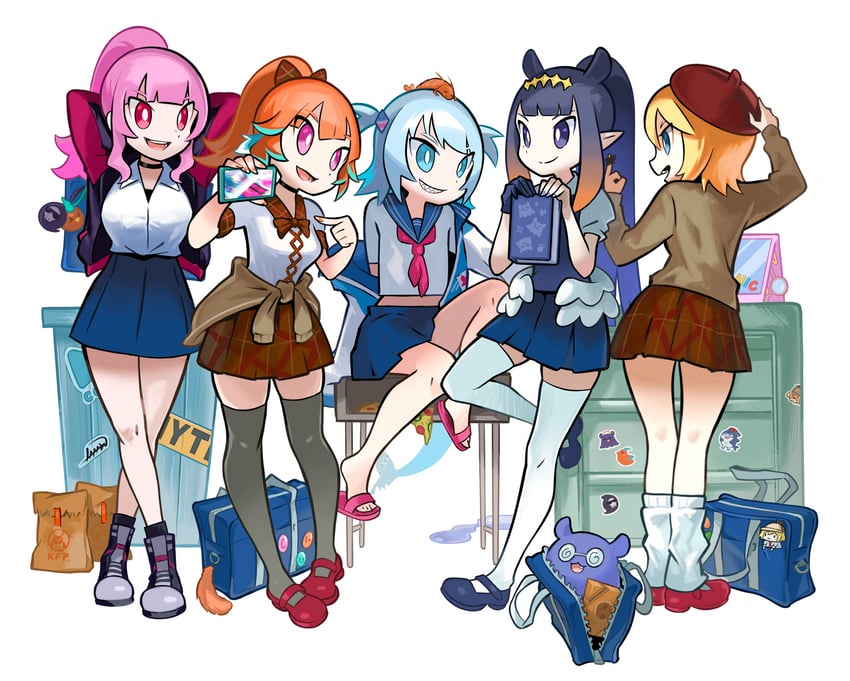 gawr gura, mori calliope, ninomae ina'nis, takanashi kiara, watson amelia, and 7 more (hololive and 1 more) drawn by laaaw444