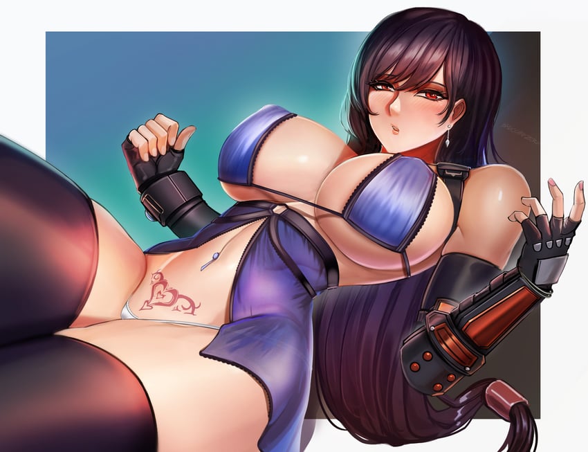 tifa lockhart (final fantasy and 2 more) drawn by badcompzero
