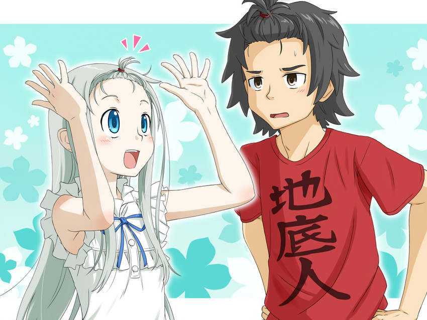 honma meiko and yadomi jinta (ano hi mita hana no namae wo bokutachi wa mada shiranai.) drawn by punto