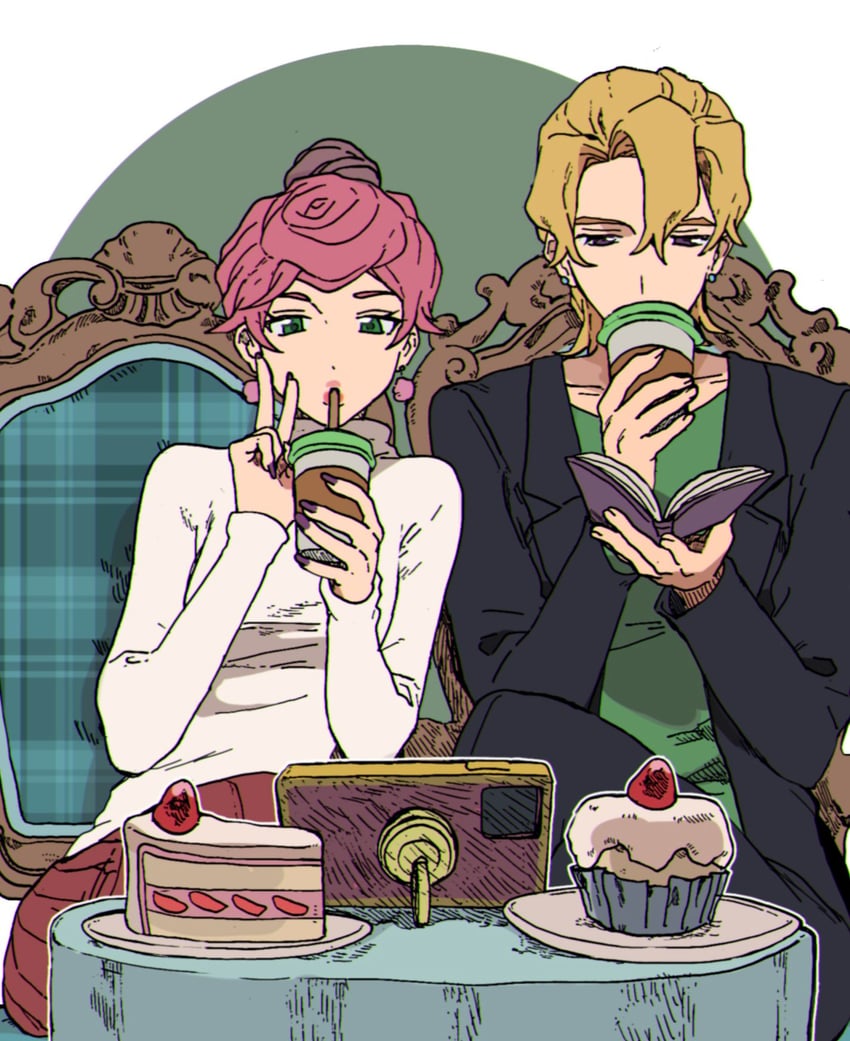 pannacotta fugo and trish una (jojo no kimyou na bouken and 1 more) drawn by caro_bambino
