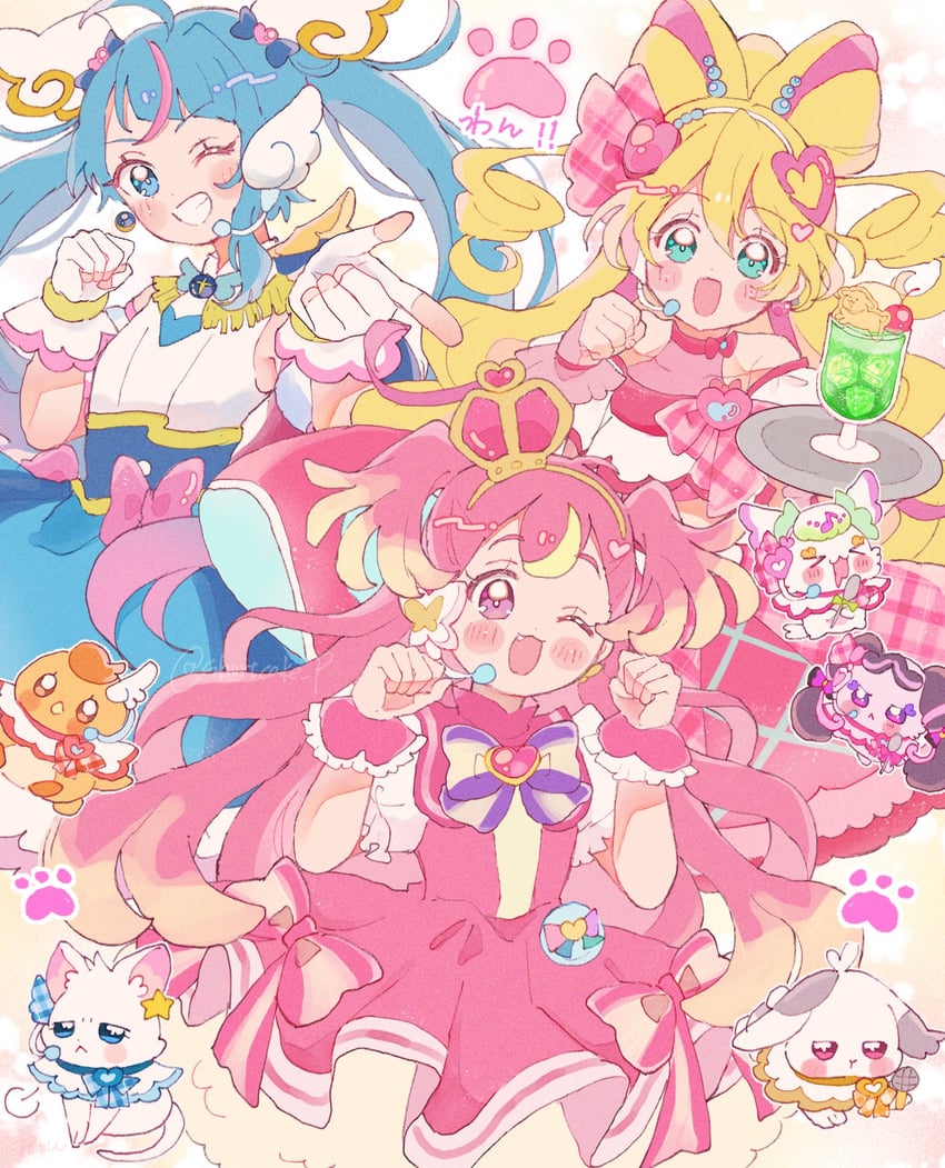 sora harewataru, cure sky, nekoyashiki yuki, inukai komugi, yuunagi tsubasa, and 6 more (precure and 3 more) drawn by shortcake_p
