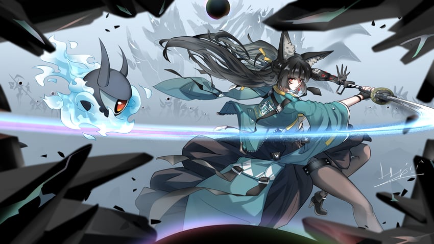 hoshimi miyabi and tailless (zenless zone zero) drawn by woxinwuming