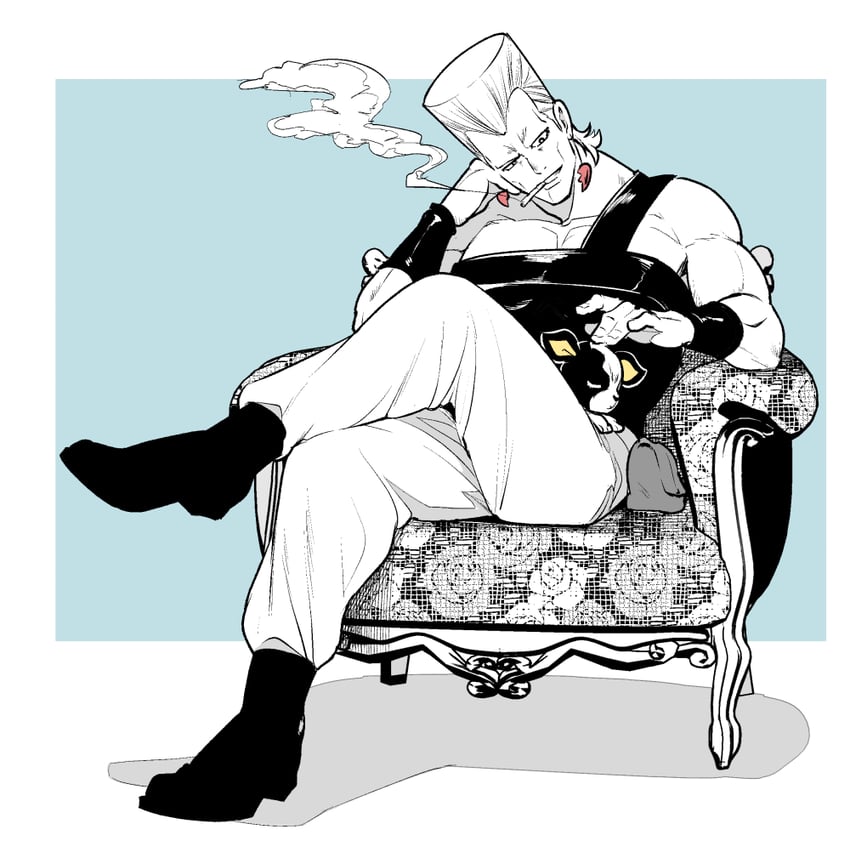 jean pierre polnareff and iggy (jojo no kimyou na bouken and 1 more) drawn by nao258537182