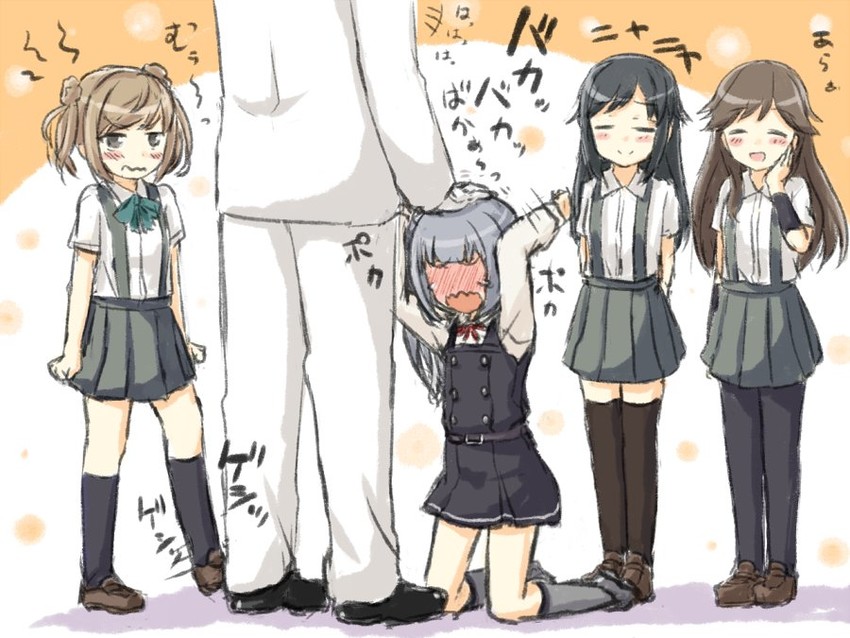 admiral, asashio, kasumi, michishio, kasumi kai ni, and 1 more (kantai collection) drawn by engiyoshi