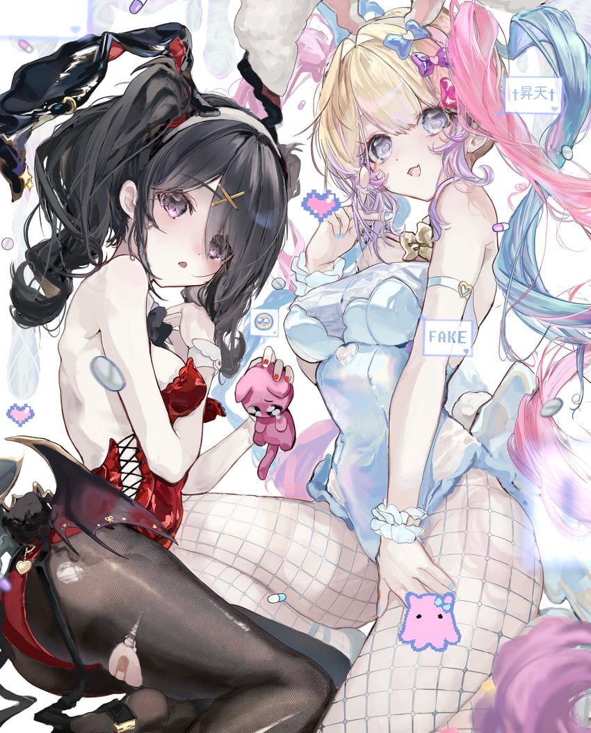 chouzetsusaikawa tenshi-chan, ame-chan, and pien cat (needy girl overdose) drawn by toqha3247