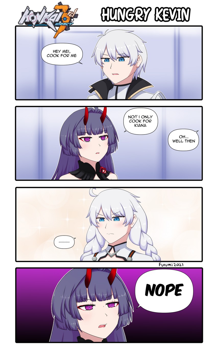kiana kaslana, raiden mei, and kevin kaslana (honkai and 1 more) drawn by keita_naruzawa