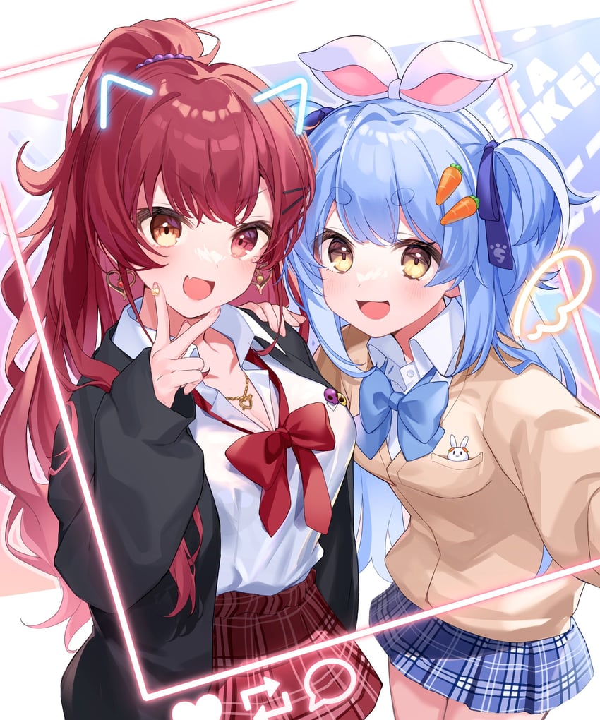 houshou marine and usada pekora (hololive) drawn by pisuke_wan