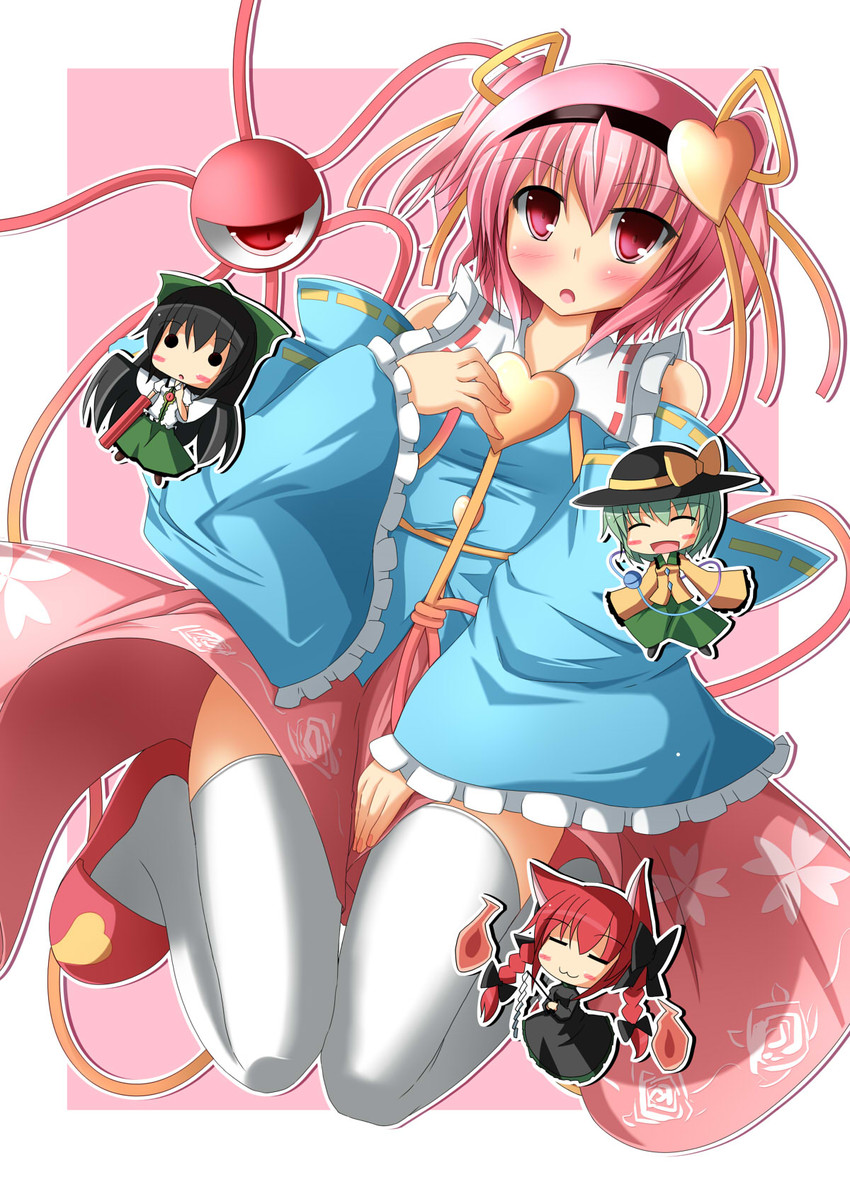 komeiji koishi, komeiji satori, kaenbyou rin, and reiuji utsuho (touhou) drawn by liya