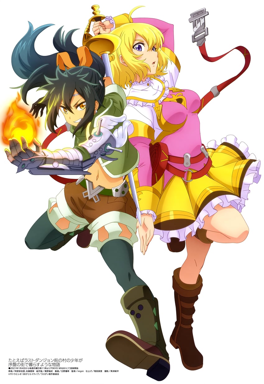 selen hemein and riho flavin (megami magazine and 1 more) drawn by abe_akari_(animator) and satou_aika_(animator)