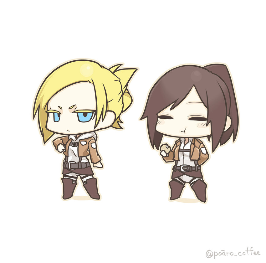 annie leonhart and sasha blouse (shingeki no kyojin) drawn by poaro