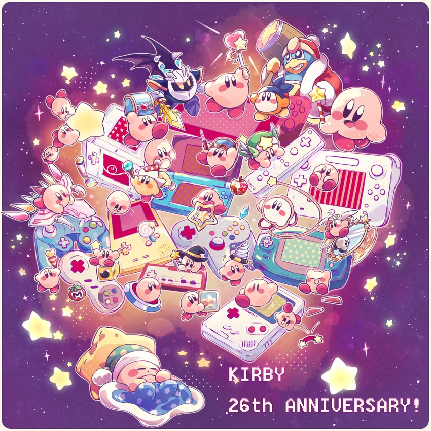 kirby, meta knight, king dedede, sword kirby, shadow kirby, and 5 more (kirby and 15 more) drawn by amedama_(akaki_4207)