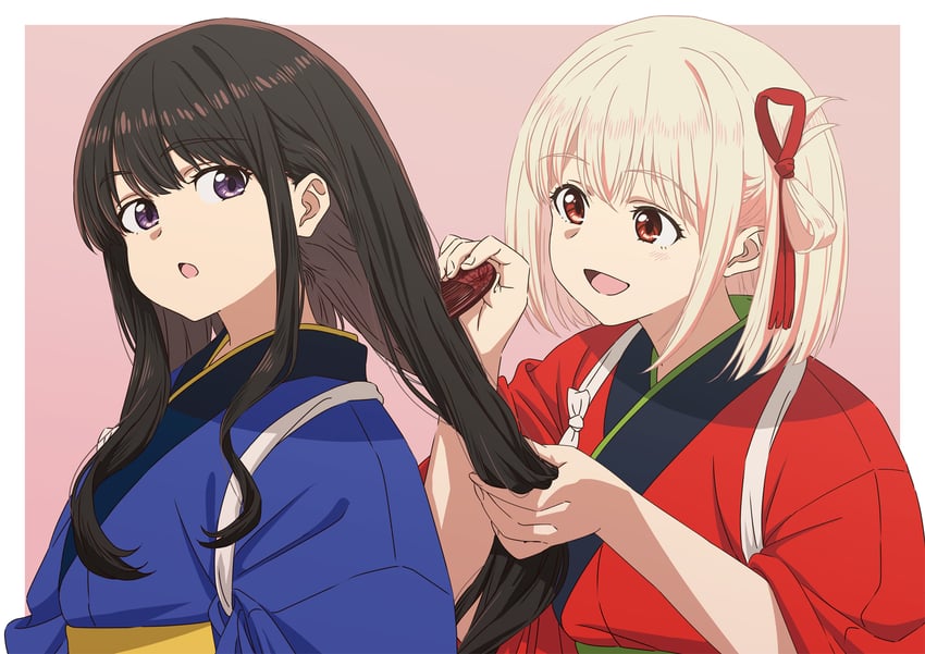 nishikigi chisato and inoue takina (lycoris recoil) drawn by asada7101