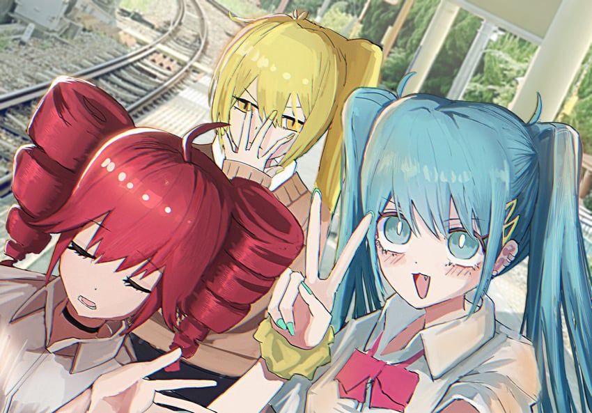 hatsune miku, kasane teto, and akita neru (vocaloid and 2 more) drawn by nemunekoplanet