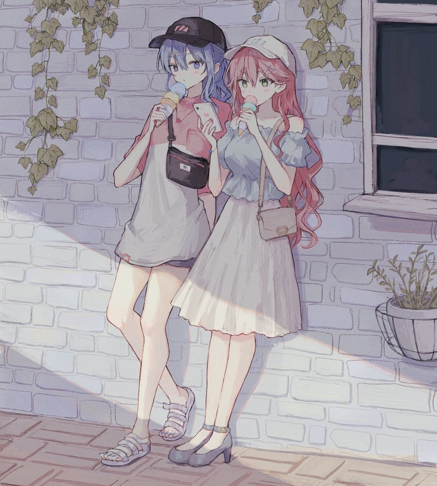 hoshimachi suisei and sakura miko (hololive) drawn by mametarou_(mameji)