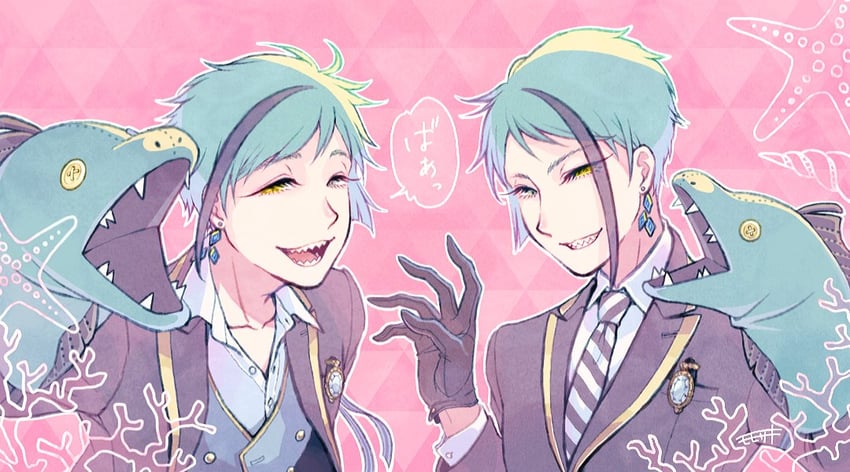 floyd leech and jade leech (twisted wonderland) drawn by momosaki_hiromu