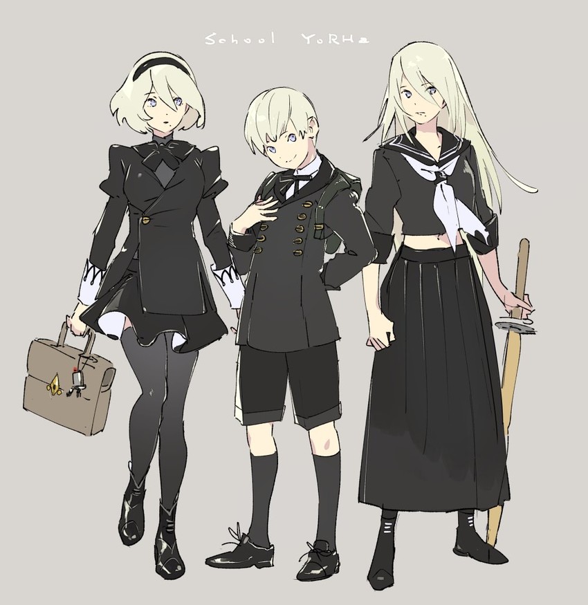 2b, 9s, pod, and a2 (nier and 1 more) drawn by logi_bunbukucha