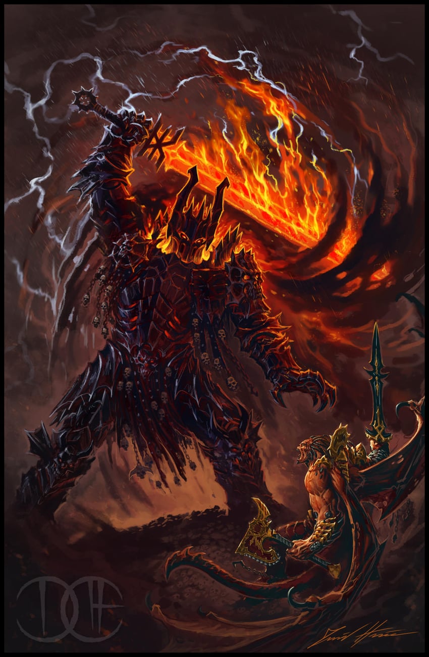 khorne and angron (warhammer 40k) drawn by david_haire